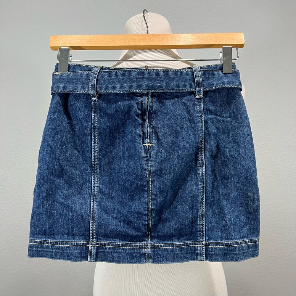 PacSun Belted Denim Mini Skirt Womens 00 Blue Y2K Micro Stretch - Picture 8 of 9
